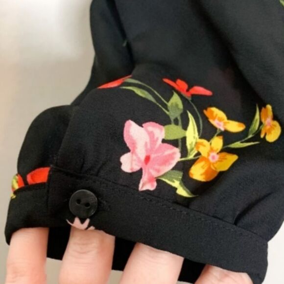 Boho Blouse Floral Flowy Peasant Style Semi Sheer Chiffon Blouse V Neck … - Picture 15 of 16